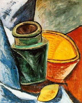  jug works - Jug bowl and lemon 1907 cubism Pablo Picasso